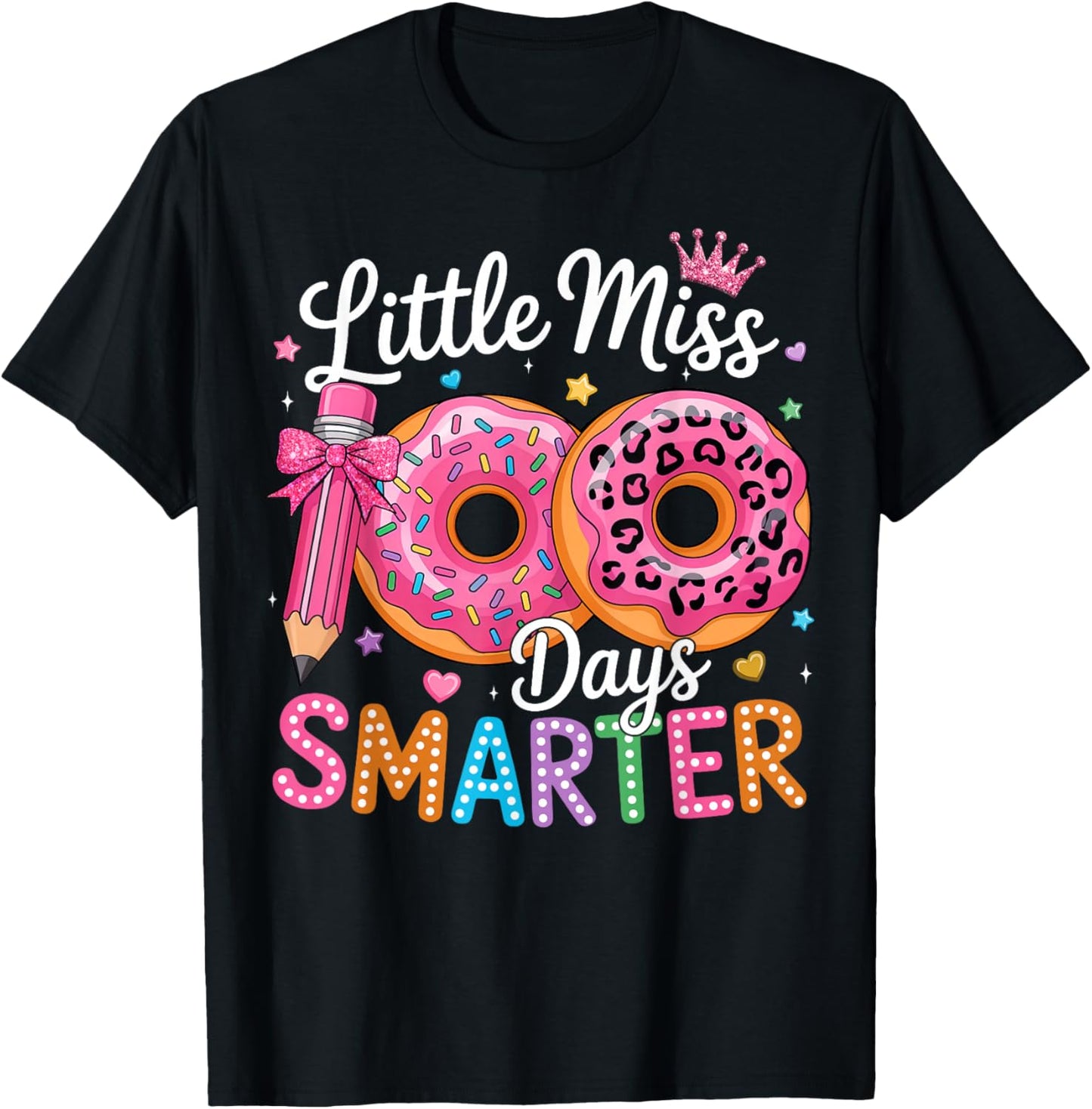 Little Miss 100 Days Smarter Shirt Girls 100th Day of School T-Shirt - T-Shirt | Black