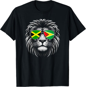 Jamaica Guyana Flag Guyanese Jamaican Lion T-Shirt - T-Shirt | Black