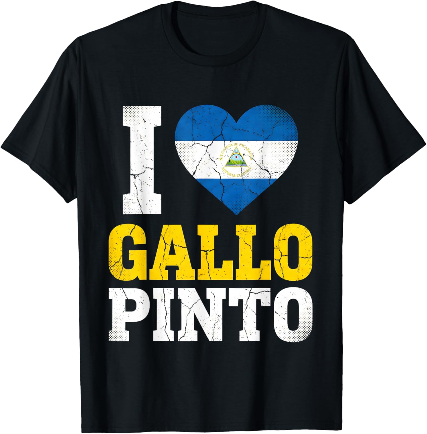 I Love Gallo Pinto Nicaraguan Flag Heart T-Shirt - T-Shirt | Black