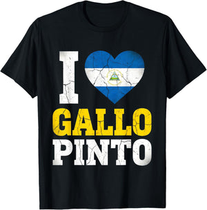 I Love Gallo Pinto Nicaraguan Flag Heart T-Shirt - T-Shirt | Black