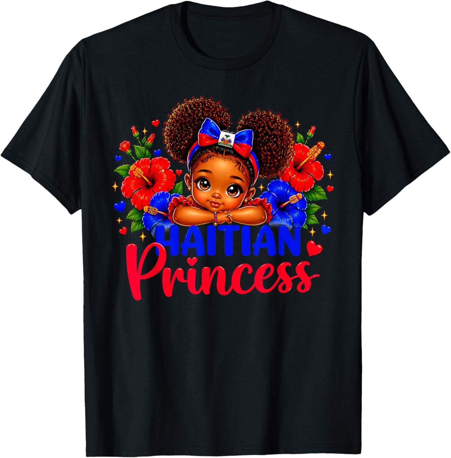 Haitian Princess Haiti Flag Melanin for Black Girls Kids T-Shirt - T-Shirt | Black