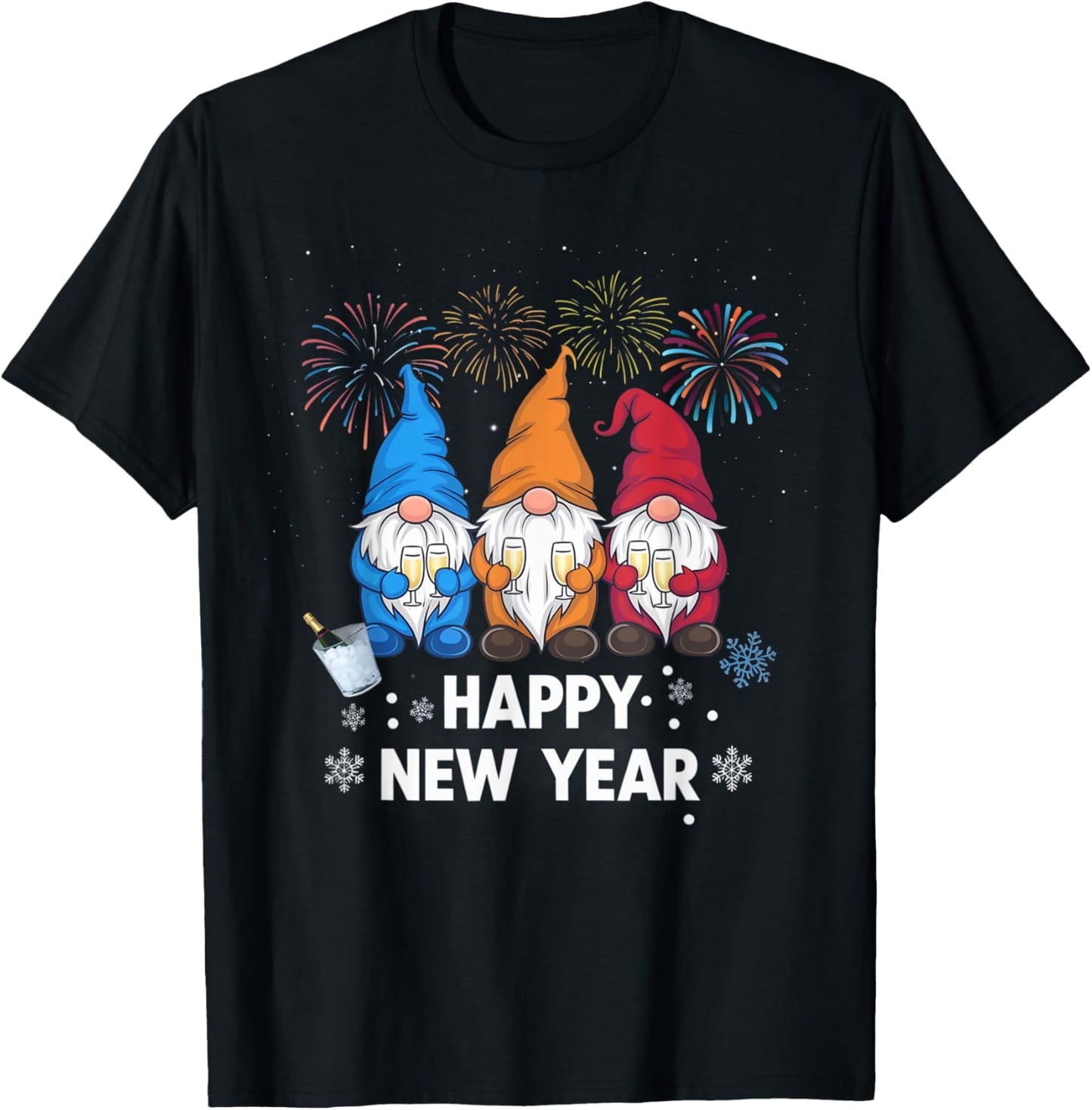 Happy New Years Eve Party Gnomes Matching Family Outfit T-Shirt - T-Shirt | Black