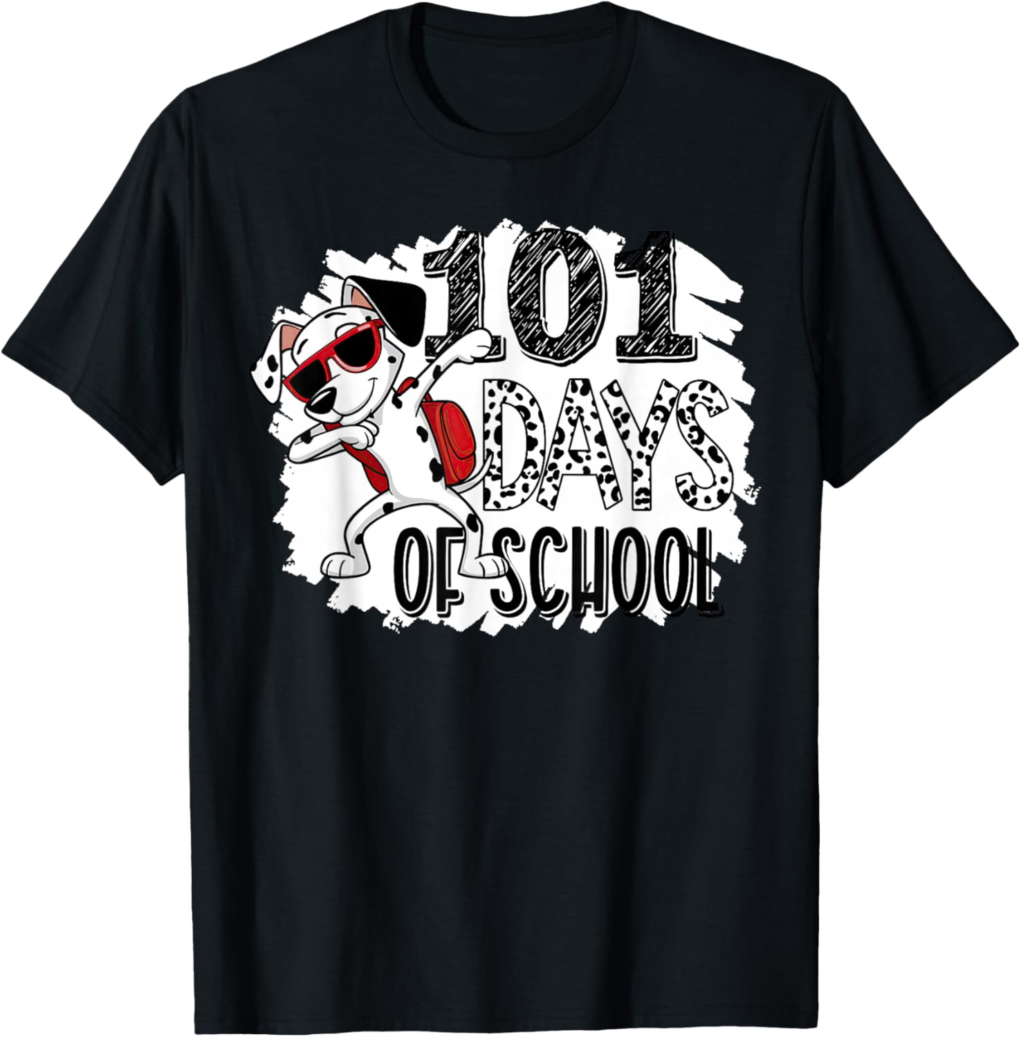 100 Days Of School Dabbing Dalmatian Dog 100th Day Of School T-Shirt - T-Shirt | Black