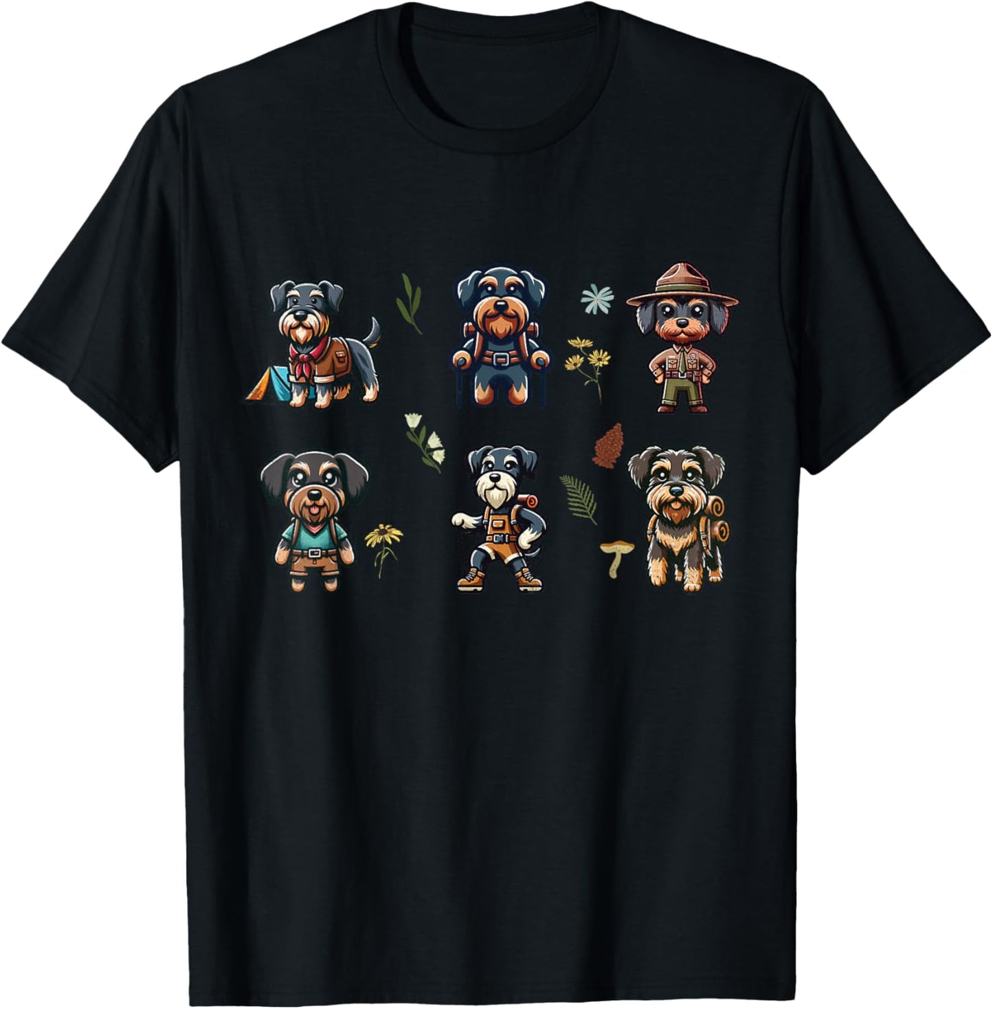 Schnoxie and Schnauzer Dogs Hiking Outdoor Adventure T-Shirt - T-Shirt | Black