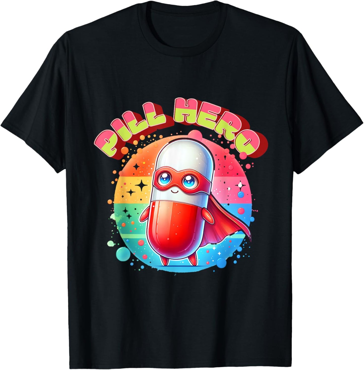 Cute Superhero Tablet Super Pill Hero Pharmacist T-Shirt - T-Shirt | Black