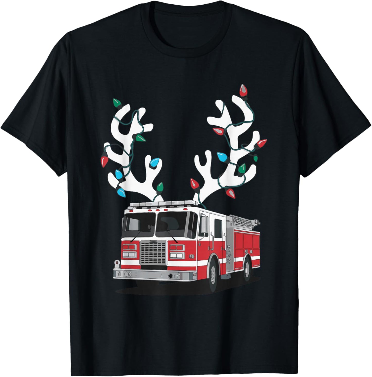Firetruck Christmas T-Shirt - T-Shirt | Black