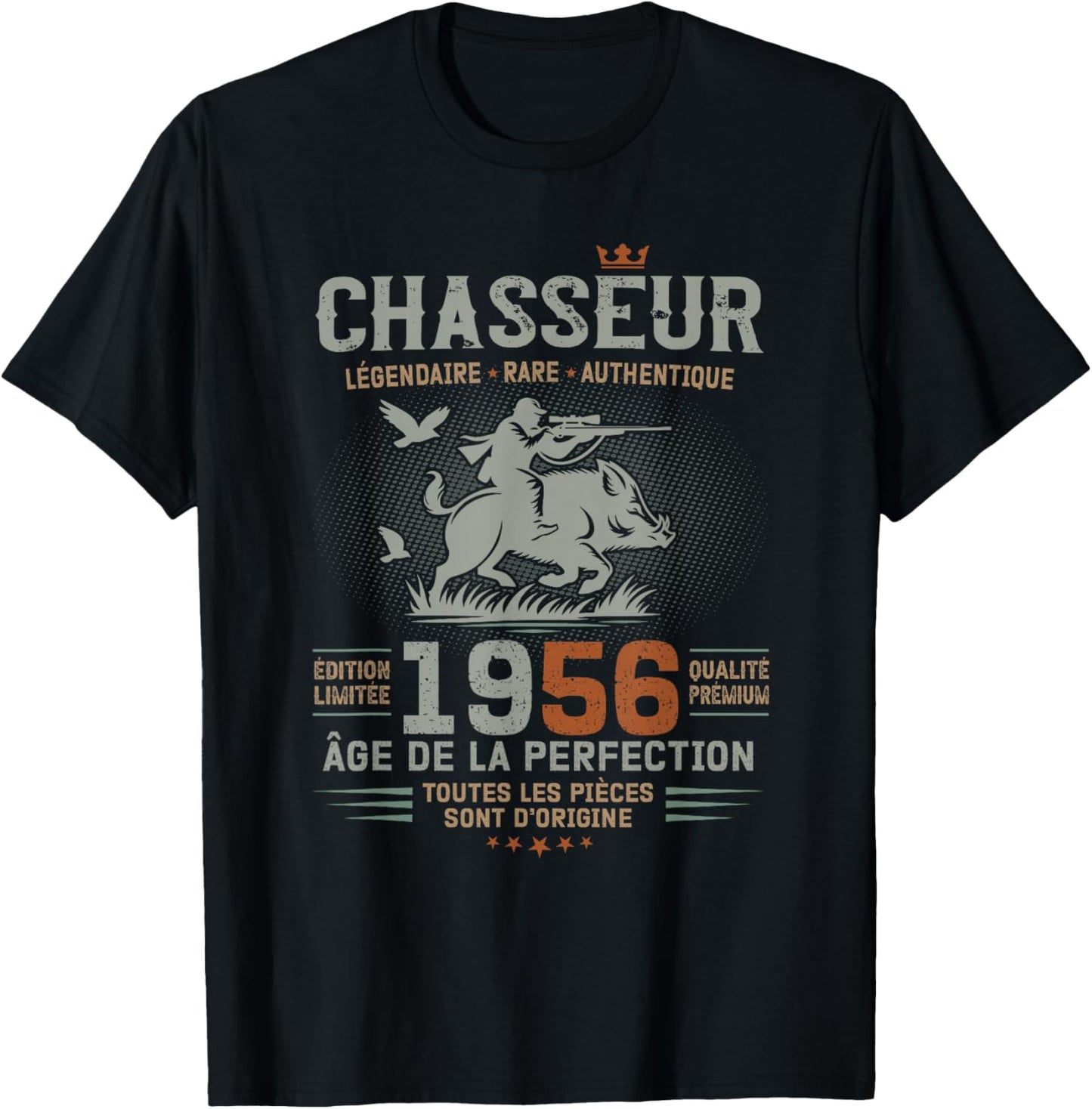 Hunter Born in 1956 Birthday Humor Hunting Boar T-Shirt - T-Shirt | Black