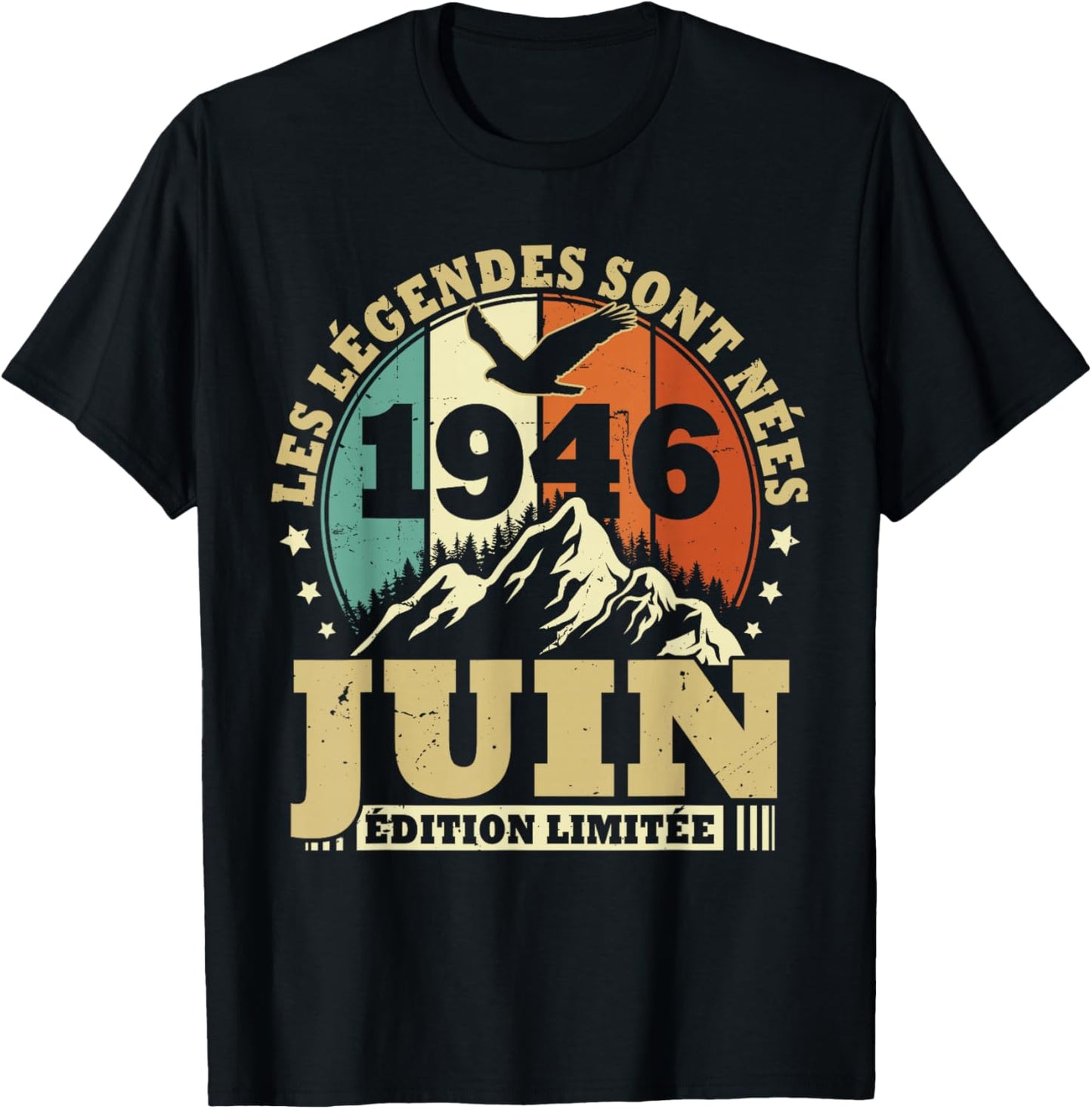 Les Légendes sont Nées en Juin 1946 Anniversaire 80 Ans T-Shirt - T-Shirt | Black