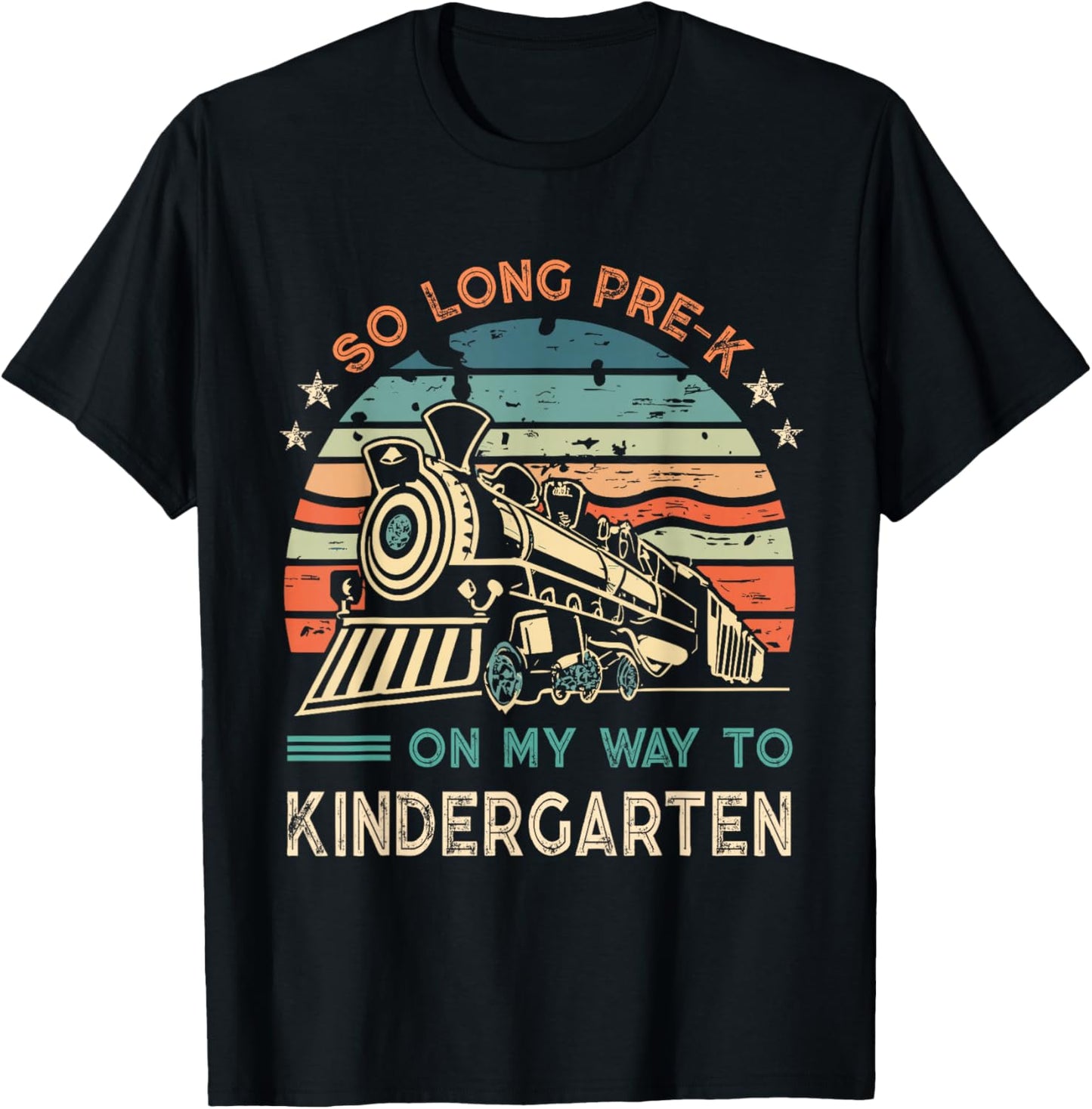 Pre-k Graduation To Kindergarten Retro Vintage Train Kids T-Shirt - T-Shirt | Black