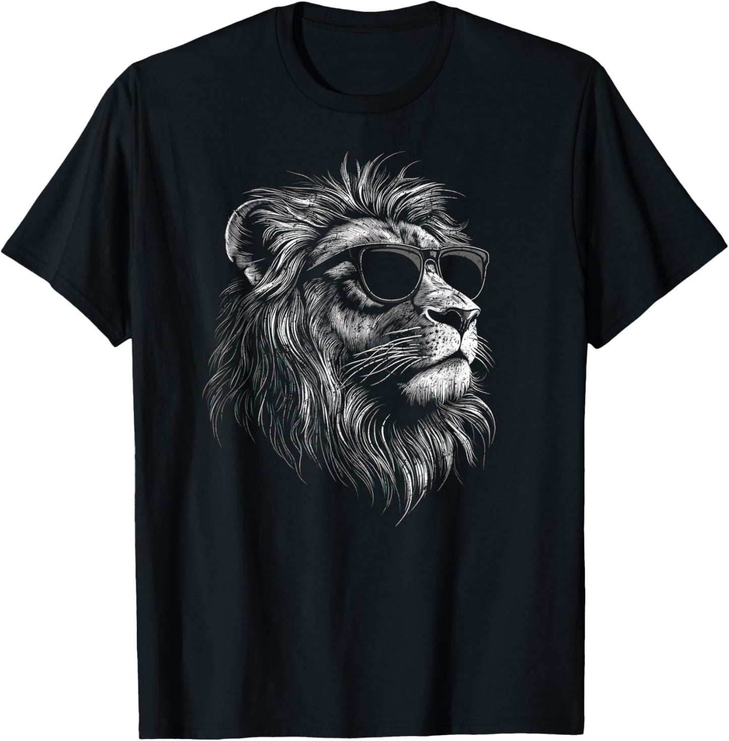 Cool Lion with Sunglasses Graphic for All Ages T-Shirt - T-Shirt | Black