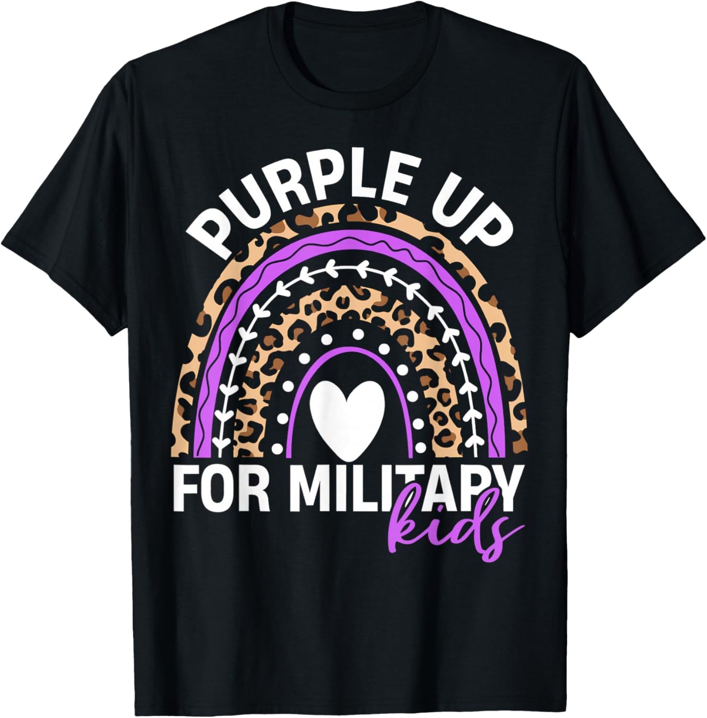 Purple Up for Military Kids Month Military Child Rainbow T-Shirt - T-Shirt | Black