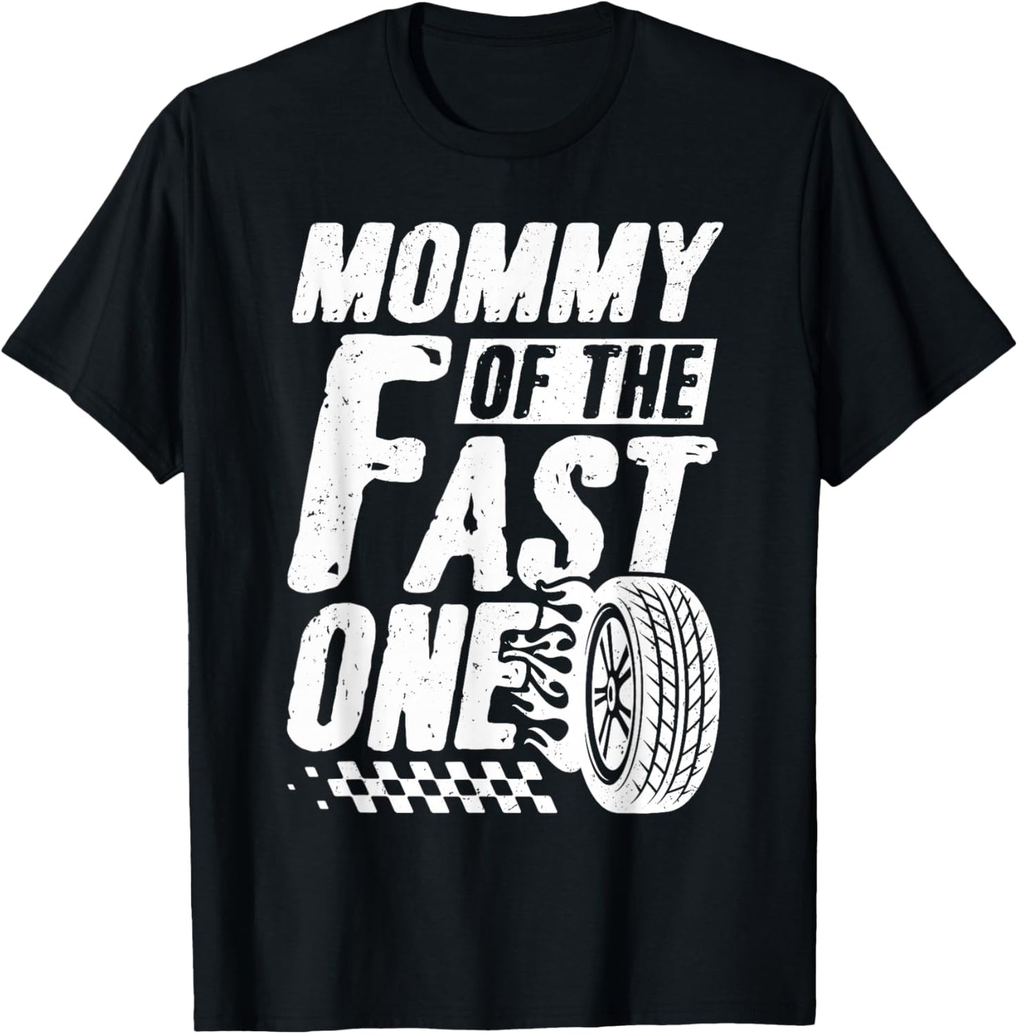 Mommy of The Fast One First Birthday Racing Car T-Shirt - T-Shirt | Black