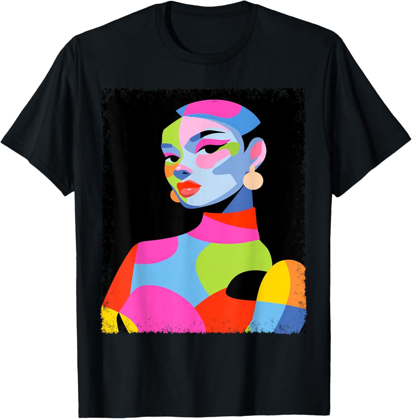 Feminine Women's Abstract Fashion Designer T-Shirt - T-Shirt | Black
