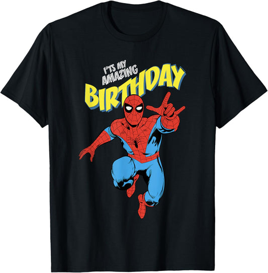 Marvel Comics Spider-Man Birthday It's My Amazing Day T-Shirt - T-Shirt | Black