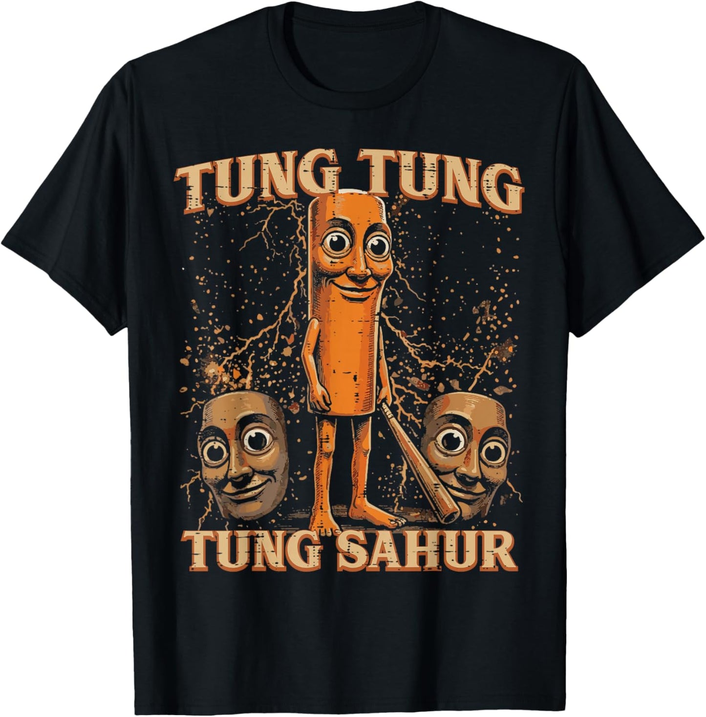 Tung Tung Tung Sahur Funny Meme Brainrot Boys Kids Youth T-Shirt - T-Shirt | Black
