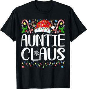 Auntie Claus Christmas Aunt Xmas Matching Family Christmas T-Shirt - T-Shirt | Black