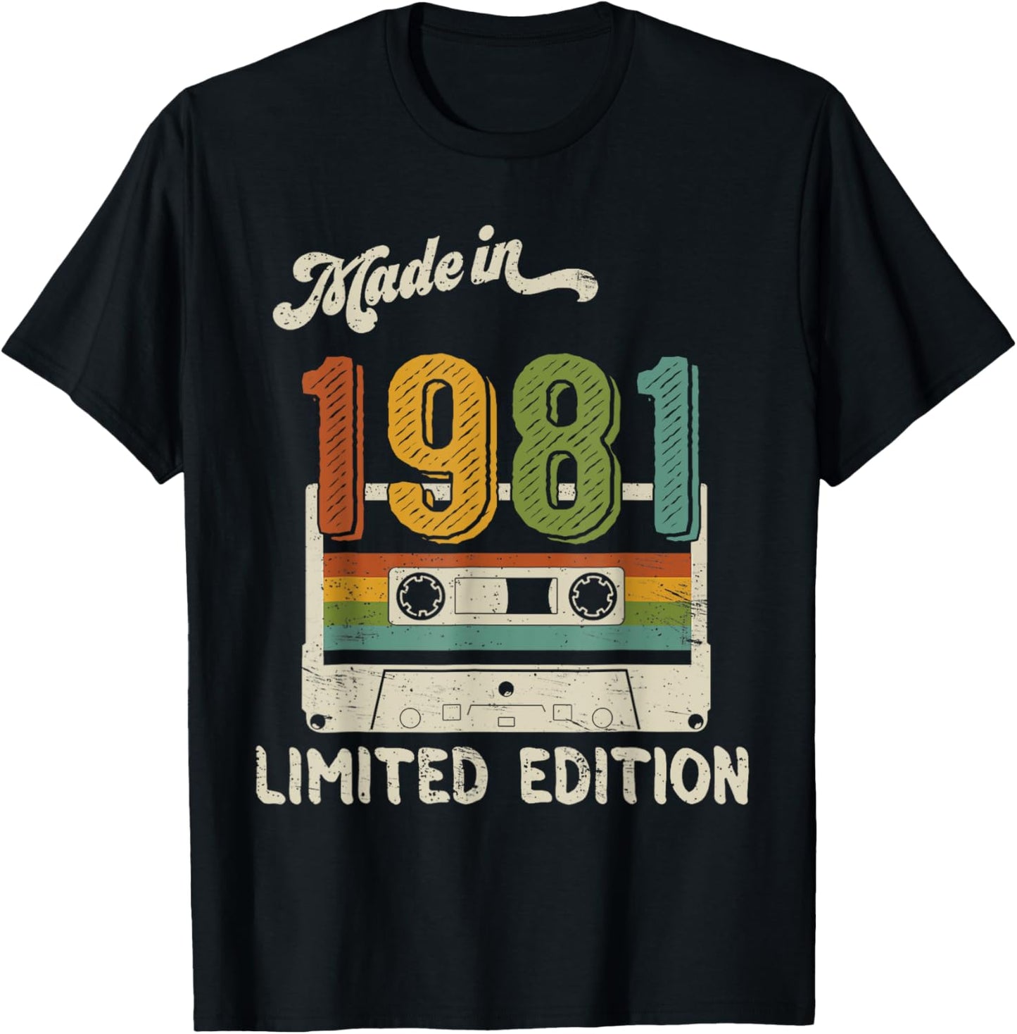 Made In 1981 Limited Edition Retro Cassette 44th Birthday T-Shirt - T-Shirt | Black
