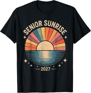 Vintage Senior Sunrise 2027 Seniors of Class Graduation T-Shirt - T-Shirt | Black