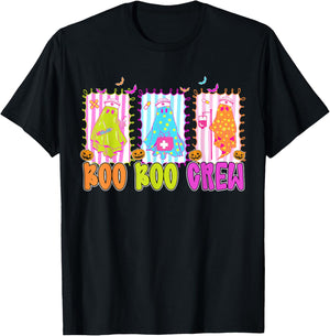 Preppy Boo Crew Registered Nurse Night Shift Ghost Halloween T-Shirt - T-Shirt | Black