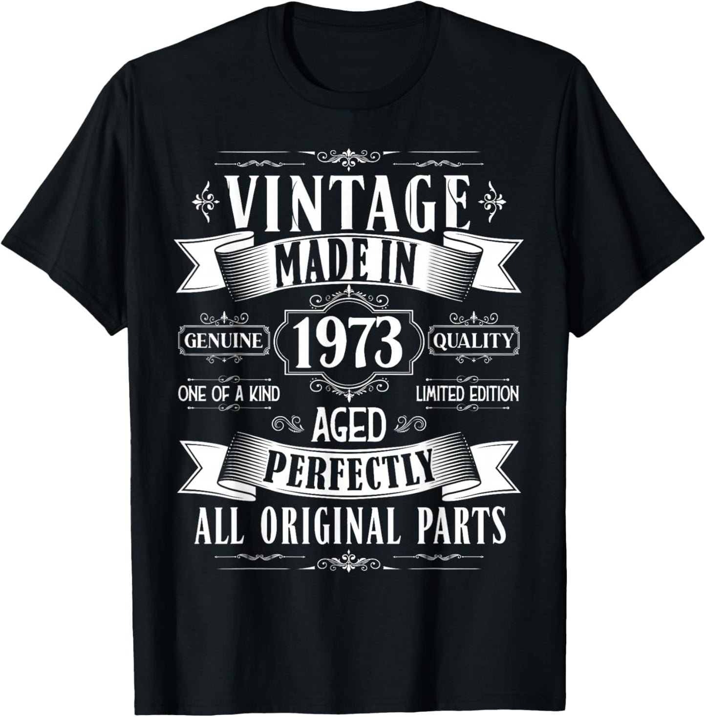 Vintage 52nd Birthday Men Born 1973 52 Years Old Bday Men T-Shirt - T-Shirt | Black