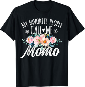 My Favorite People Call Me Momo Floral Birthday Momo , Small, Black T-Shirt - T-Shirt | Black