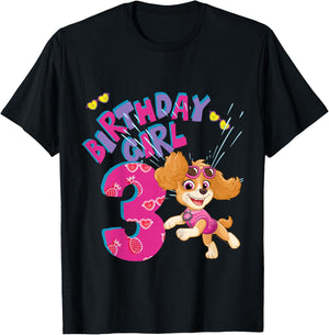 Official Paw Patrol Skye Jumping Birthday Girl Age 3 T-Shirt - T-Shirt | Black