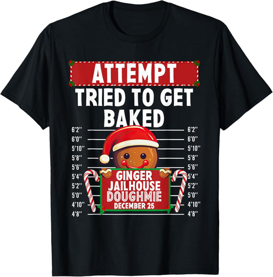 Attempt Ginger Jailhouse Christmas Xmas Gingerbread Holiday T-Shirt - T-Shirt | Black