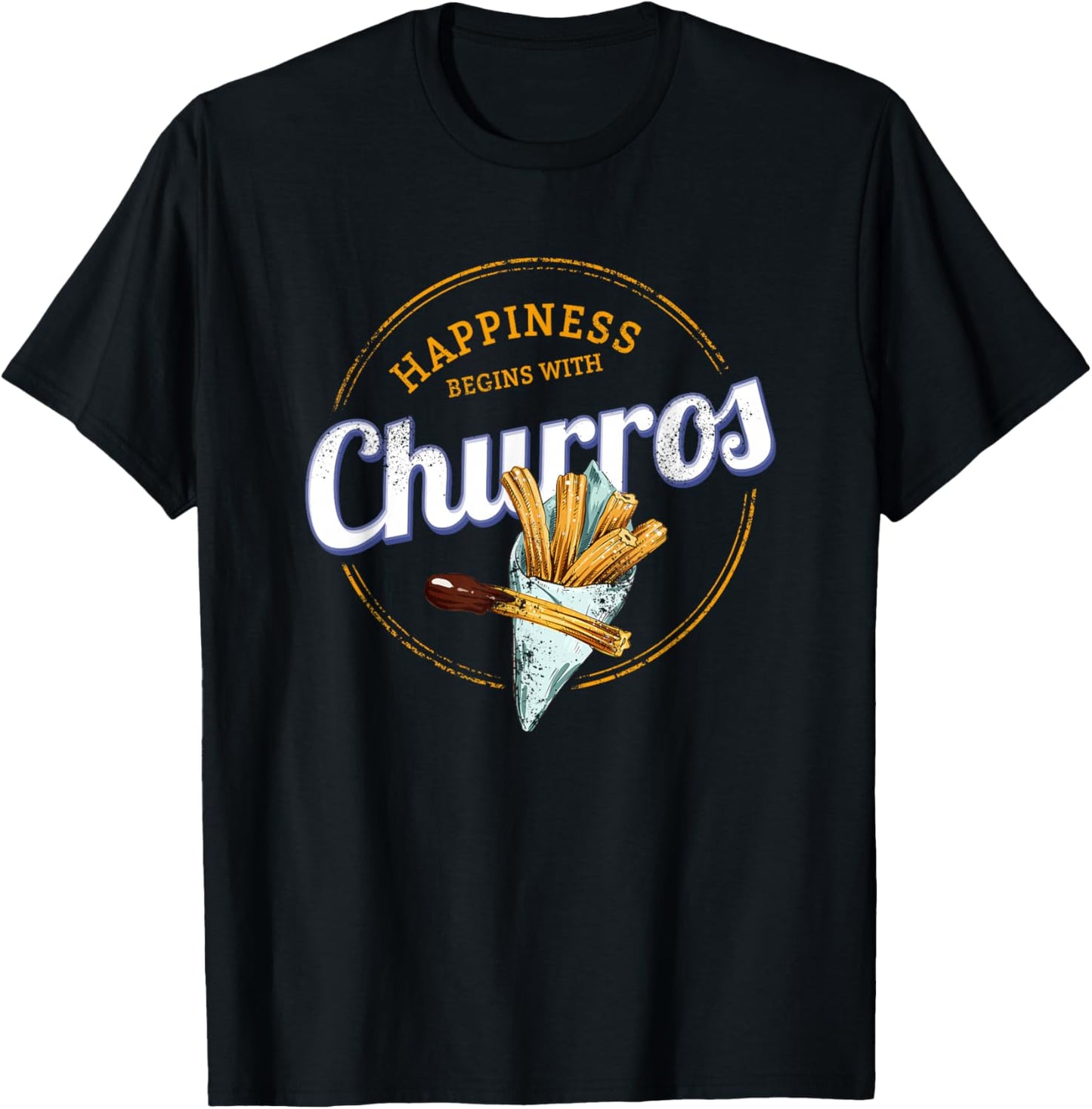 Churros Snack Vintage Dessert Retro Street Food Souvenir T-Shirt - T-Shirt | Black