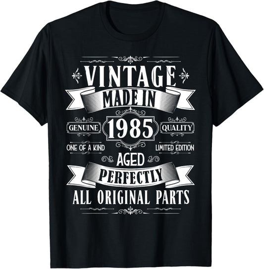 Vintage 40th birthday men Born 1985 40 years old Bday T-Shirt - T-Shirt | Black