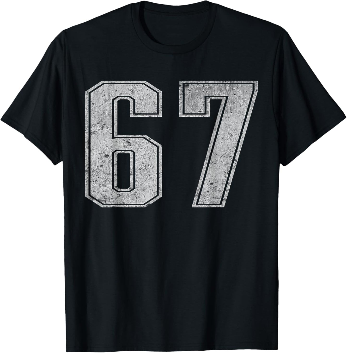 Number 67 Funny Six Seven 6 7 Meme Gen Alpha Slang T-Shirt - T-Shirt | Black