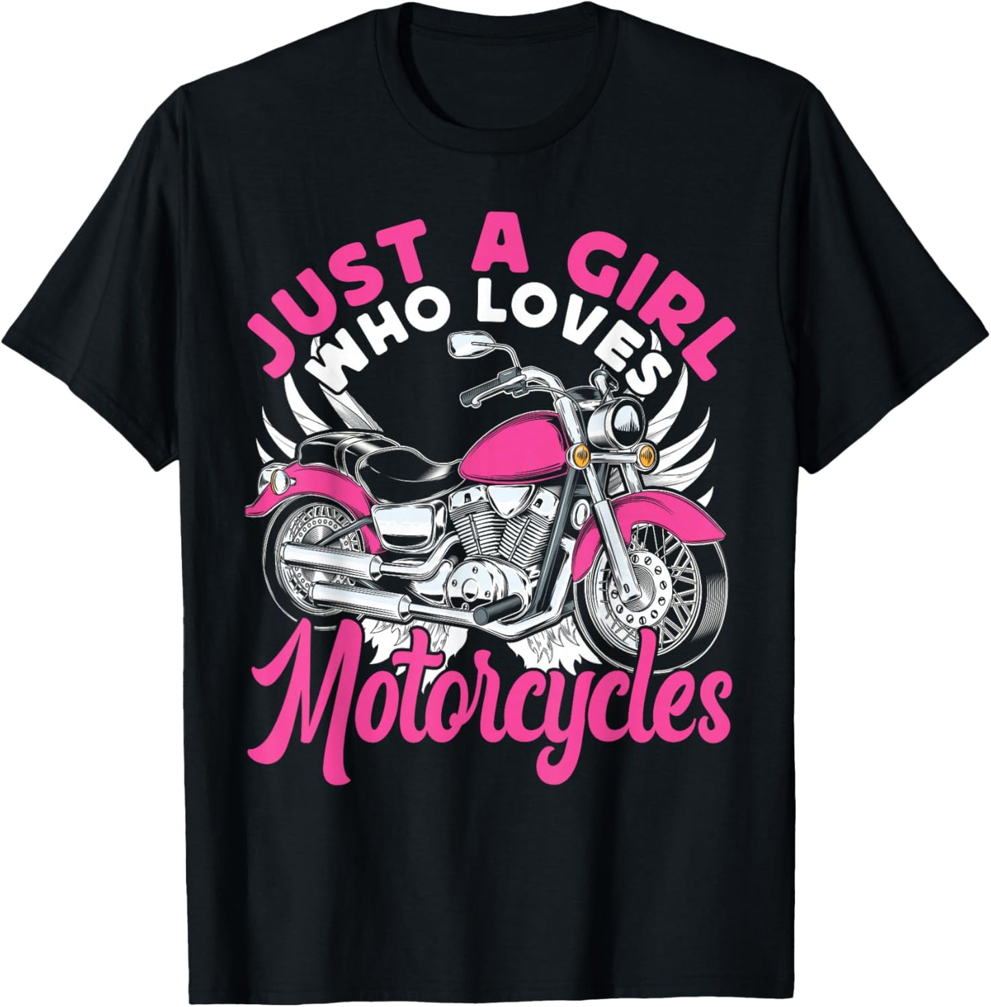 Classic Motorcycle Biker Girl Female Just A Girl Who Loves T-Shirt - T-Shirt | Black