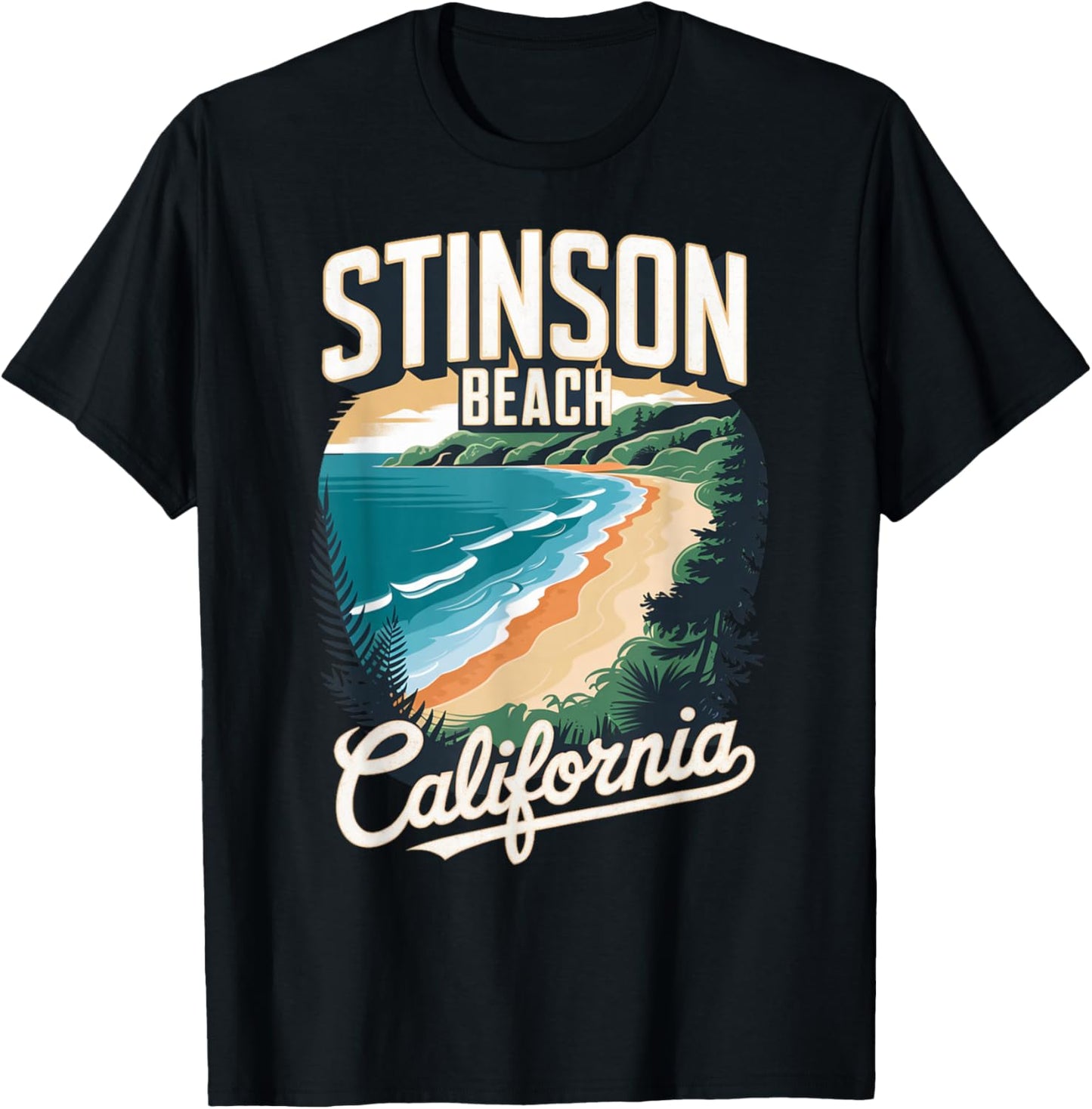Stinson Beach California Scenic Coastline T-Shirt - T-Shirt | Black