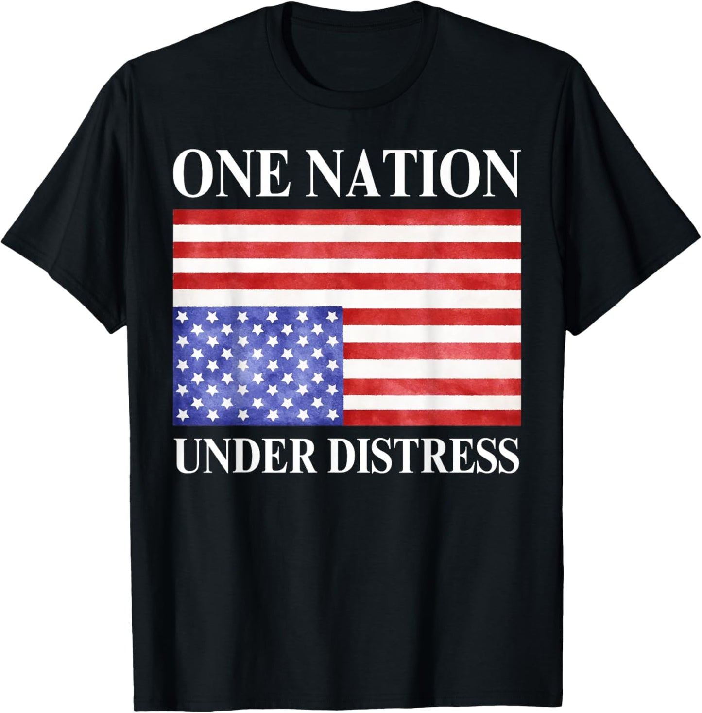 One Nation Under Vintage Distress 4th Of July American Flag T-Shirt - T-Shirt | Black