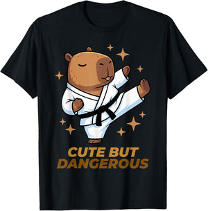 Cute But Dangerous Karate Capybara Martial Arts Graphic T-Shirt - T-Shirt | Black