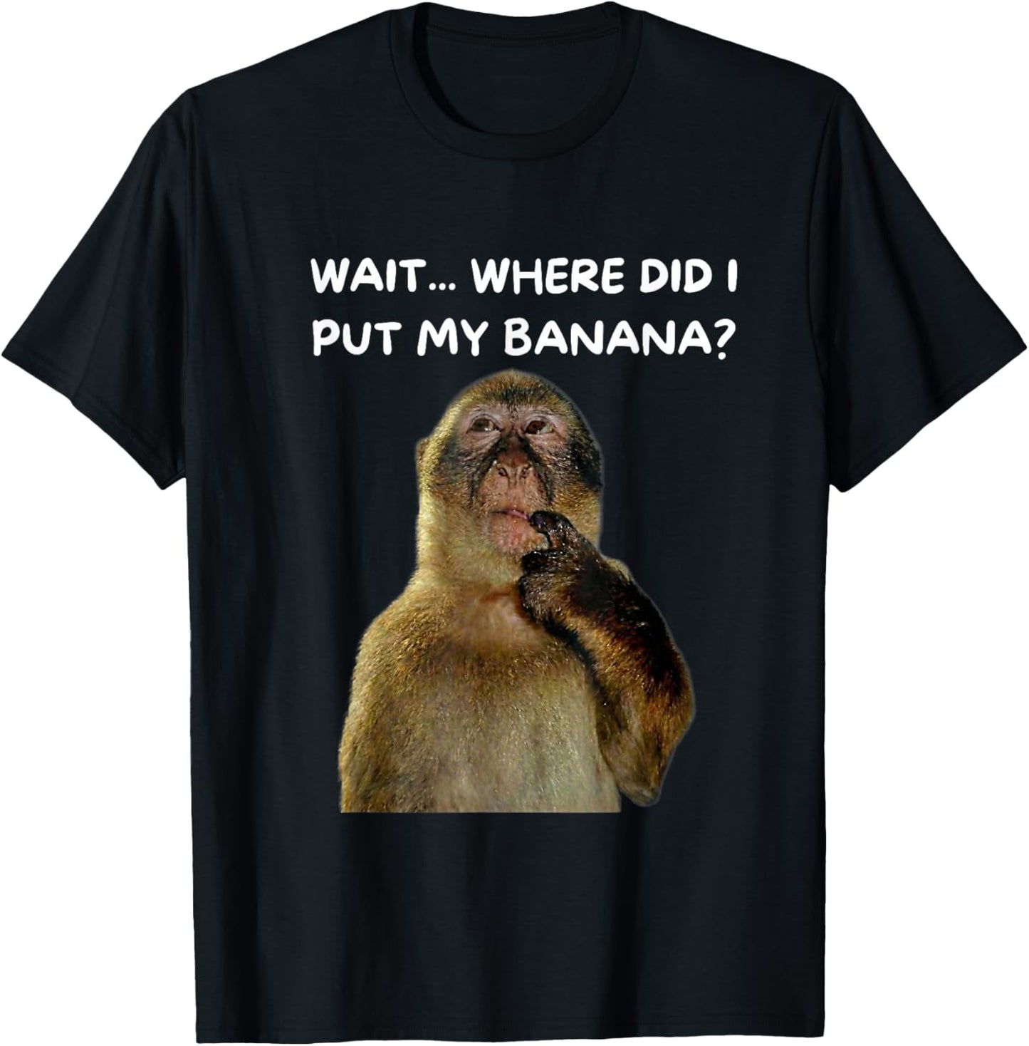 Thinking Monkey Meme Joke Humor T-Shirt - T-Shirt | Black