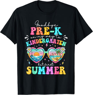 Goodbye Pre-k Graduation to Kindergarten First Summer Boys T-Shirt - T-Shirt | Black