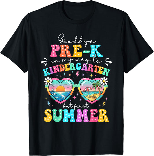 Goodbye Pre-k Graduation to Kindergarten First Summer Boys T-Shirt - T-Shirt | Black