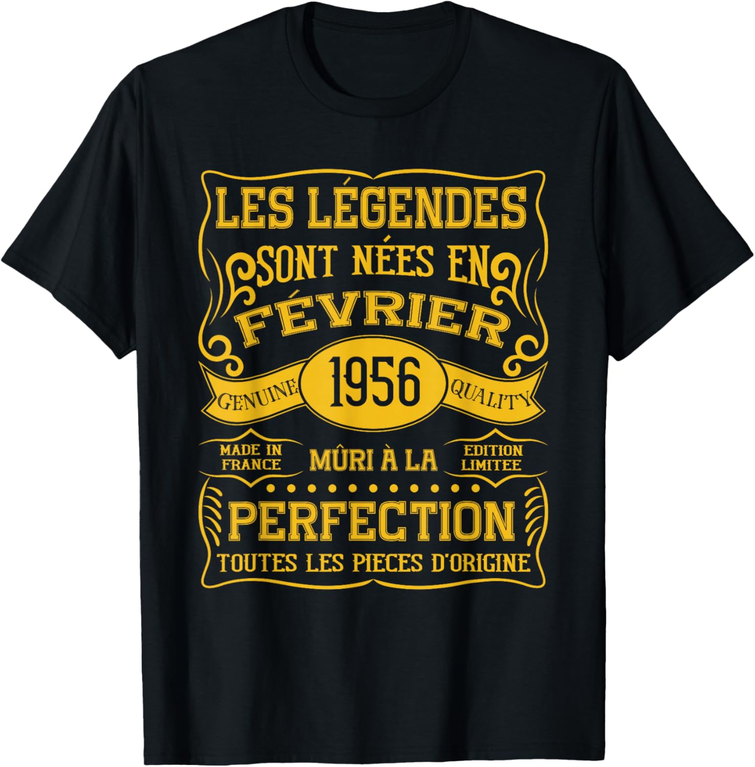 Les Légendes sont Neés en Février 1956 70e Anniversaire T-Shirt - T-Shirt | Black