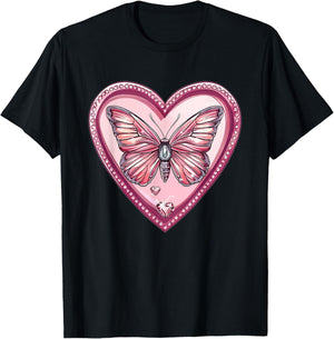 Colorful Butterfly With Heart I Butterfly T-Shirt - T-Shirt | Black