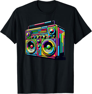 Boombox Old School 80s Music Hip Hop T-Shirt - T-Shirt | Black