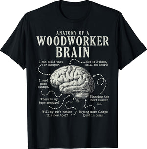 Anatomy of A Woodworker Brain Funny Woodworking Design T-Shirt - T-Shirt | Black