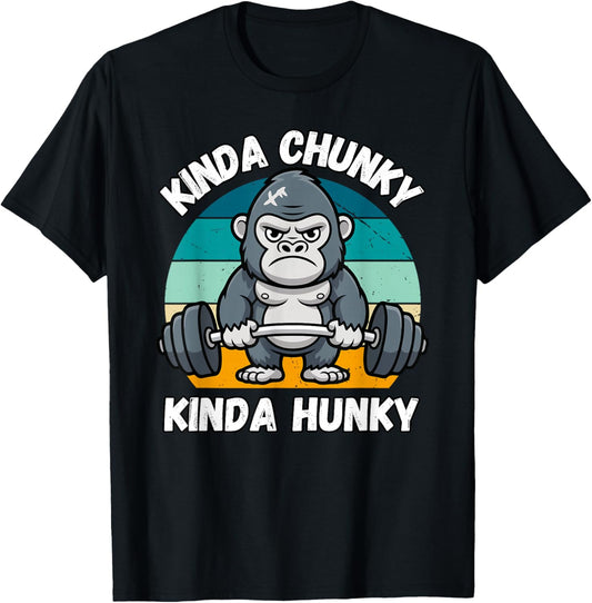 Kinda Chunky Kinda Hunky Weight Lifting Gorilla Funny Gym T-Shirt - T-Shirt | Black