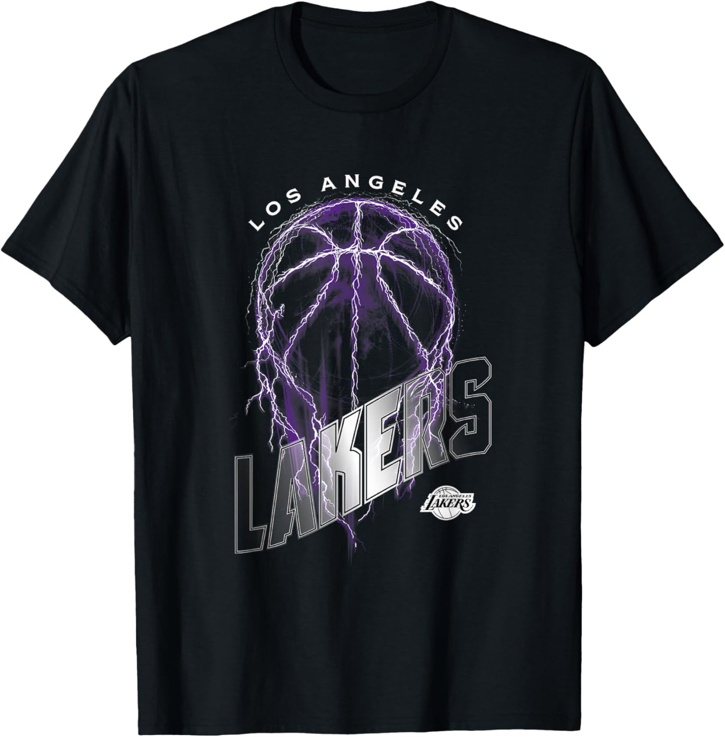 NBA Los Angeles Lakers Lightning Bolt Basketball Logo T-Shirt - T-Shirt | Black