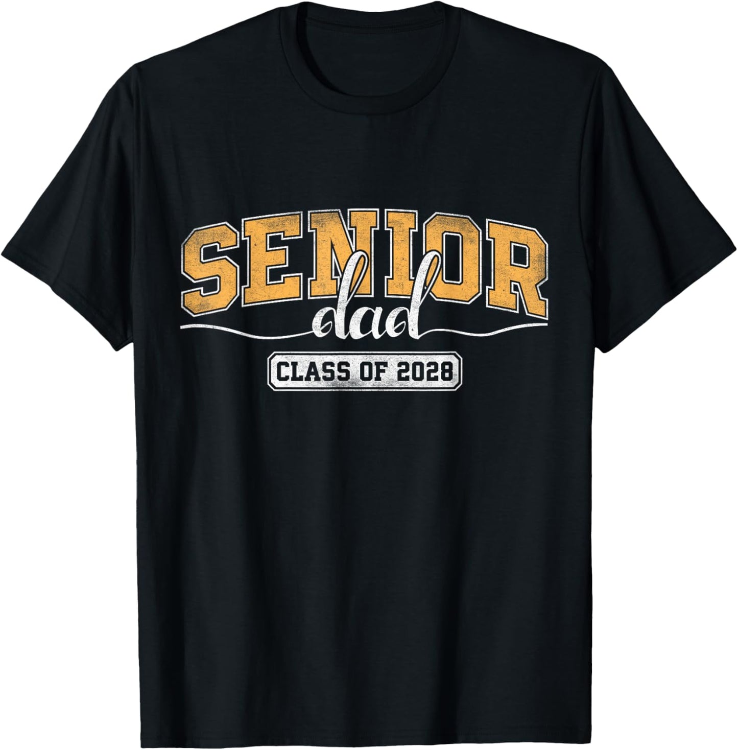 Senior Dad Class of 2028 Graduate Father Varsity Graduation T-Shirt - T-Shirt | Black