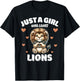 Just A Girl Who Loves Lions, Cute Lion Lovers T-Shirt - T-Shirt | Black