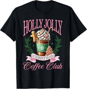 Coffee Christmas Gingerbread Pink Women Latte Cozy Winter T-Shirt - T-Shirt | Black
