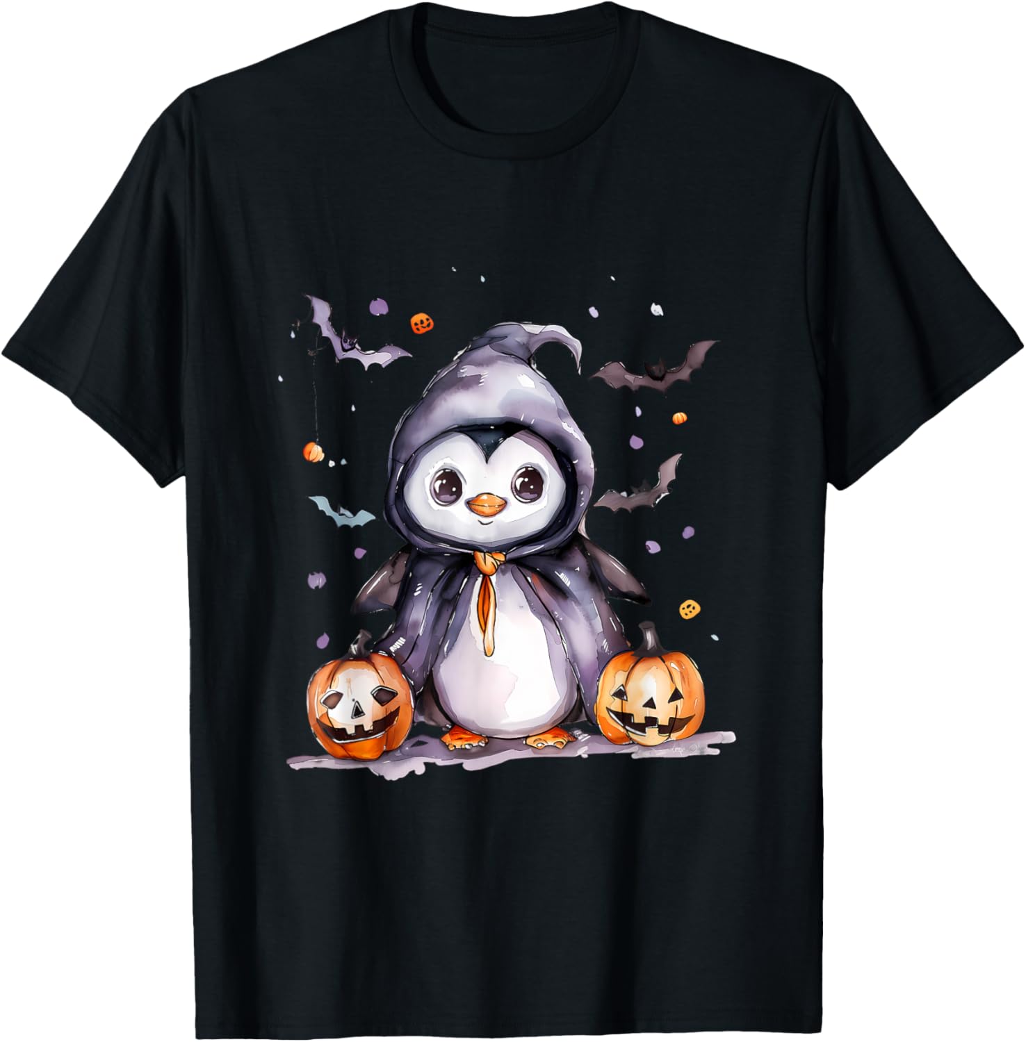 Cute Penguin Witchcraft Halloween Costume Pumpkin Lantern T-Shirt - T-Shirt | Black