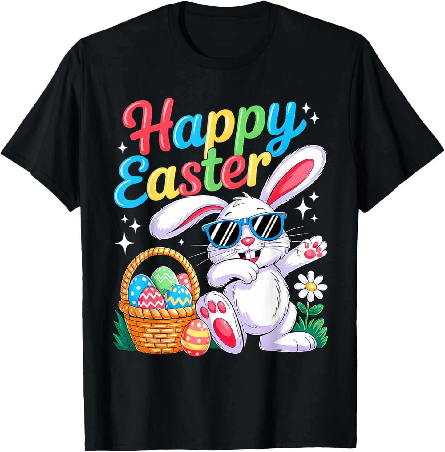 Funny Dabbing Bunny Easter Happy Easter for Boys Girls Kids T-Shirt - T-Shirt | Black