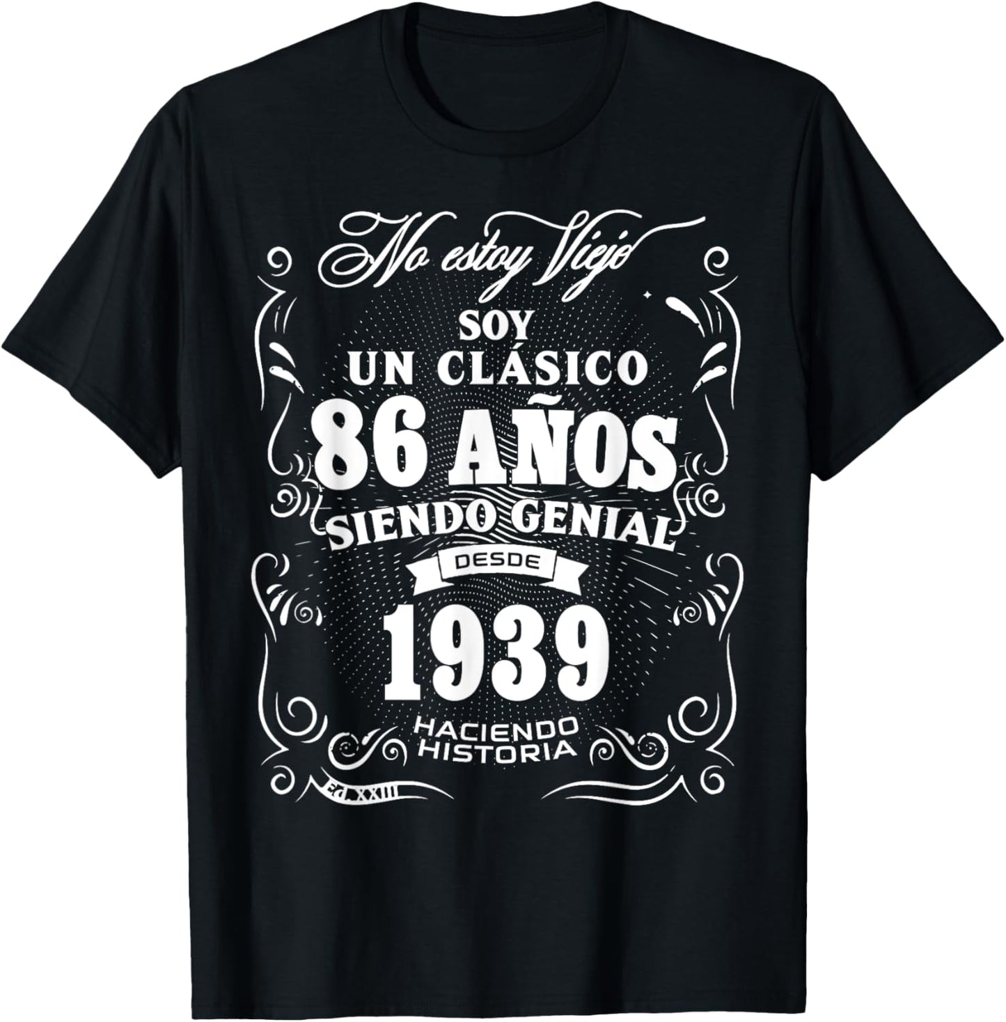 Vintage 86th Birthday Men Funny 1939 86 Birthday Spanish T-Shirt - T-Shirt | Black