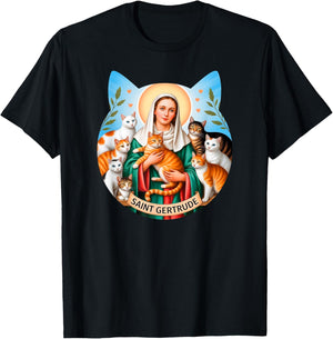 St Gertrude of Nivelles T-Shirt - T-Shirt | Black